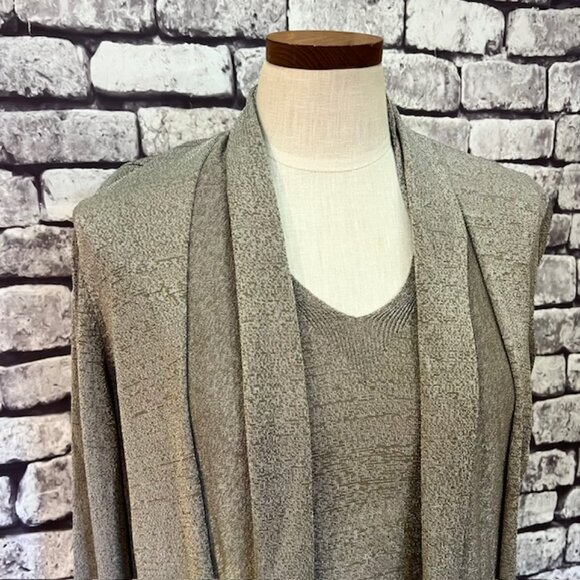 Jones New York Taupe Tank & Matching Cardigan Sweater Size L - Picture 2 of 12